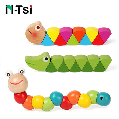 Colorful Wooden Worm Puzzles